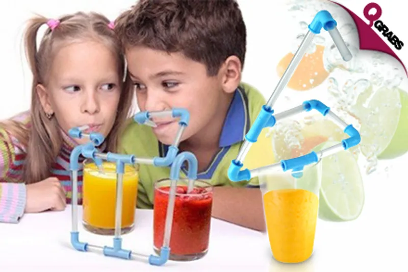 From QR29 Be Silly with Your Sips with Connectable Drinking Straws - Choose from 2 Fun Colors! (Up to QR98 Value)